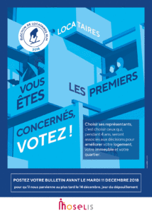 affiche élection Hlm 2018, « locataires, vous êtes les premiers concernés : votez ! »
