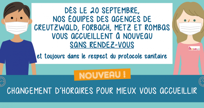 Réouverture et changement d’horaires pour 4 de nos agences